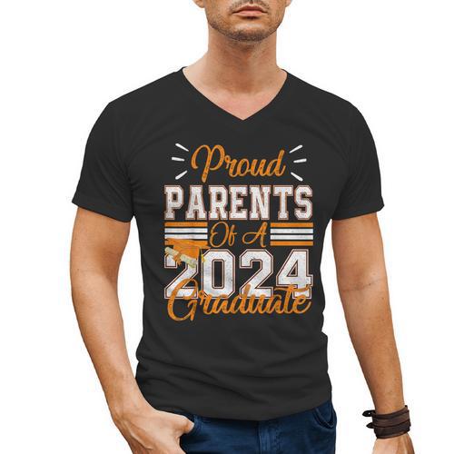 Graduation Proud Parents Of a 2024 Graduate For Mom And Dad Men's V-Neck T-Shirt - Best Gift Smart