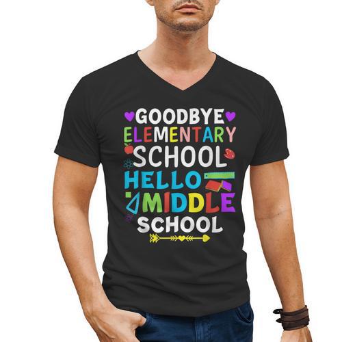 Graduation Shirt For 5th Grader Goodbye Hello Middle School Men's V-Neck T-Shirt - Best Gift Smart