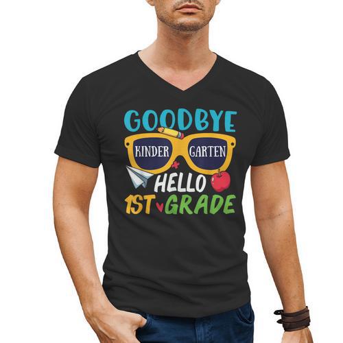 Graduation Shirt Goodbye Kindergarten Hello 1st Grade School Men's V-Neck T-Shirt - Best Gift Smart