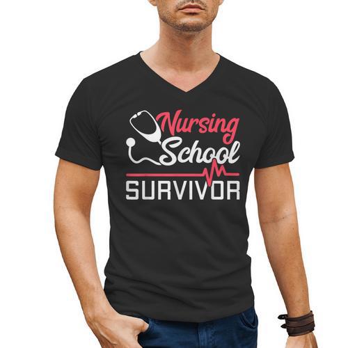Graduation Shirt For Nurses Nursing School Survivor Tee Men's V-Neck T-Shirt - Best Gift Smart