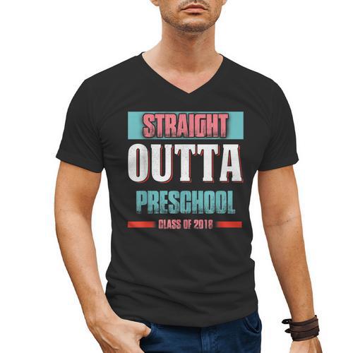 Graduation Shirt Straight Outta Preschool Class Of 2018 Tee Men's V-Neck T-Shirt - Best Gift Smart