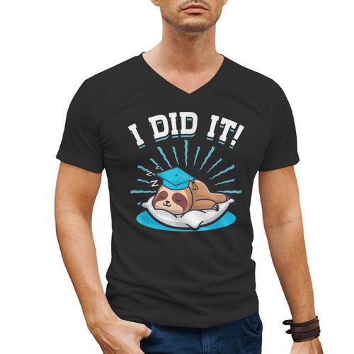 Graduation Did It Sloth Graduate Animal Sloths Sloth Men's V-Neck T-Shirt - Best Gift Smart