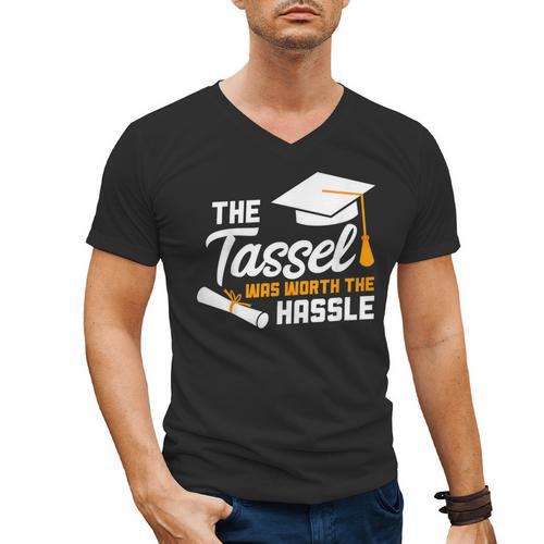 Graduation T Shirt Tassel Was Worth The Hassle Tee Men's V-Neck T-Shirt - Best Gift Smart