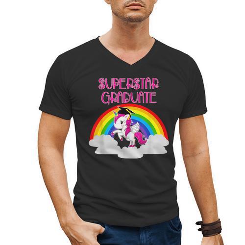 Graduation Unicorn Superstar Magical Colorful Rainbow Tshirt Men's V-Neck T-Shirt - Best Gift Smart