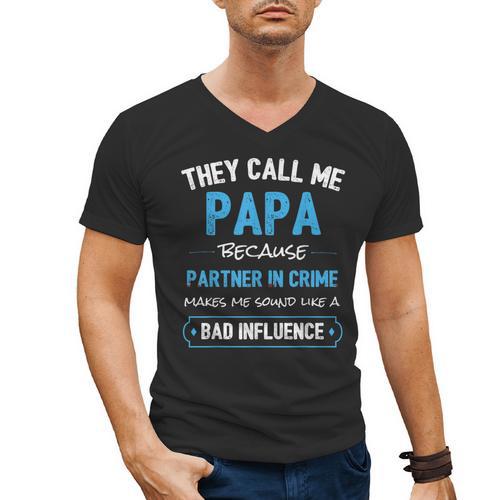Grandpa Papa Partner In Crime Dad Men's V-Neck T-Shirt - Father's Day Fun
