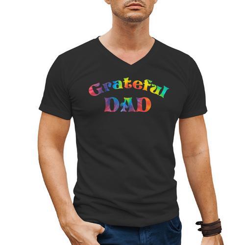 Grateful Dad Fathers Day Tie Dye Letters Shirt For Dads Men's V-Neck T-Shirt - Father's Day Fun