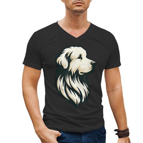 Great Pyrenees Pyr Minimalist Simple Dog Mom Dad Boys Girls Men's V-Neck T-Shirt - Father's Day Fun