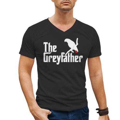 The Greyfather African Grey Parrot Lovers Bird's Dad Men's V-Neck T-Shirt - Father's Day Fun