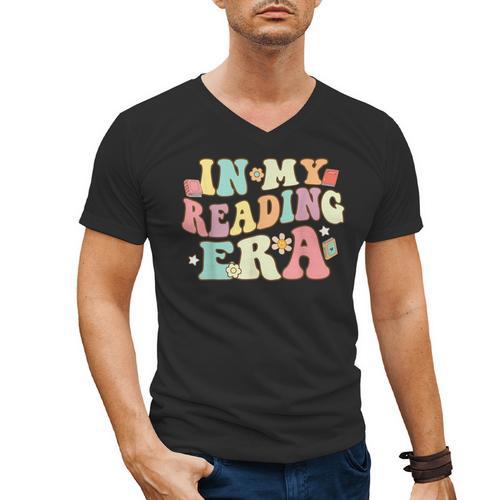Groovy In My Reading Era Read Book Reader Reading Men's V-Neck T-Shirt - Bookorys
