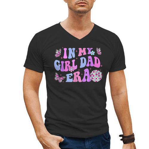 Groovy Retro In My Girl Dad Era Daddy Fathers Day Men's V-Neck T-Shirt - Father's Day Fun