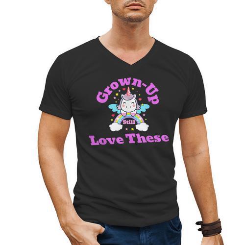 Grown-Up Still Love These Magical Unicorn Nostalgia Men's V-Neck T-Shirt - Figerry