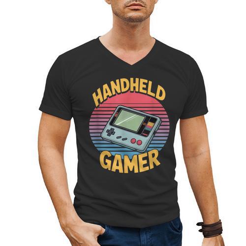 Handheld Gamer Retro Portable Console Nostalgia Men's V-Neck T-Shirt - Figerry