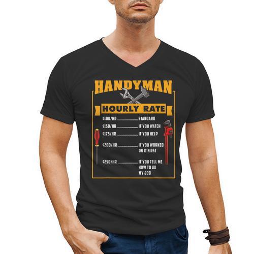 Handyman Hourly Rate Fathers Day Dad Men's V-Neck T-Shirt - Father's Day Fun