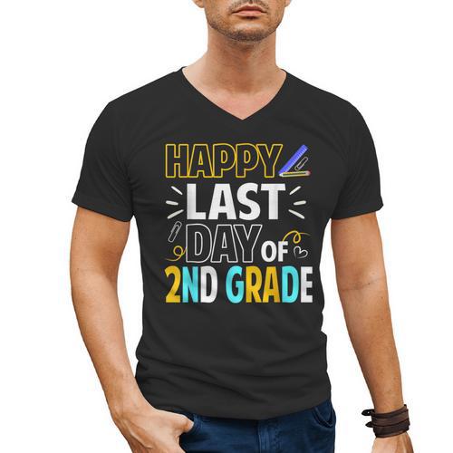 Happy Last Day Of 2nd Grade Shirt Cutie Graduation Men's V-Neck T-Shirt - Best Gift Smart