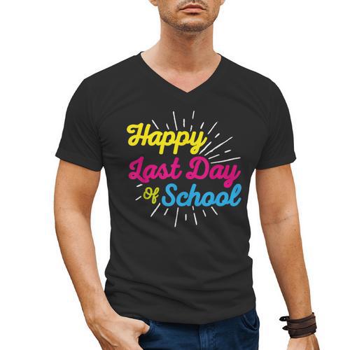 Happy Last Day Of School Graduation Teacher Students Men's V-Neck T-Shirt - Best Gift Smart