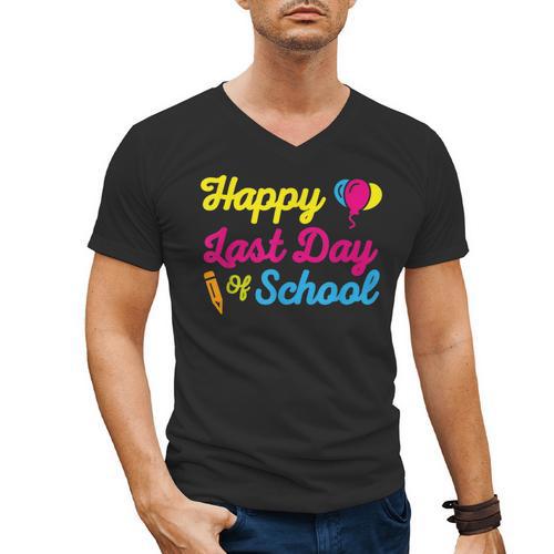 Happy Last Day Of School Graduation Teacher Students T-Shirt Men's V-Neck T-Shirt - Best Gift Smart