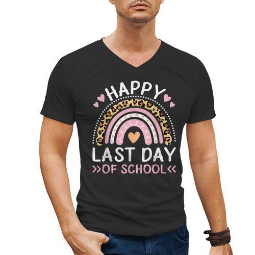 HAPPY LAST OF DAY SCHOOL Rainbow Teacher Student Graduation Men Women Girls Kids Men's V-Neck T-Shirt - Best Gift Smart