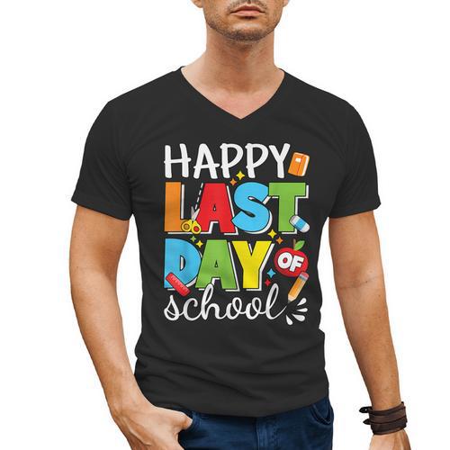 Happy Last Day Of School Teacher Student Graduation Men's V-Neck T-Shirt - Best Gift Smart