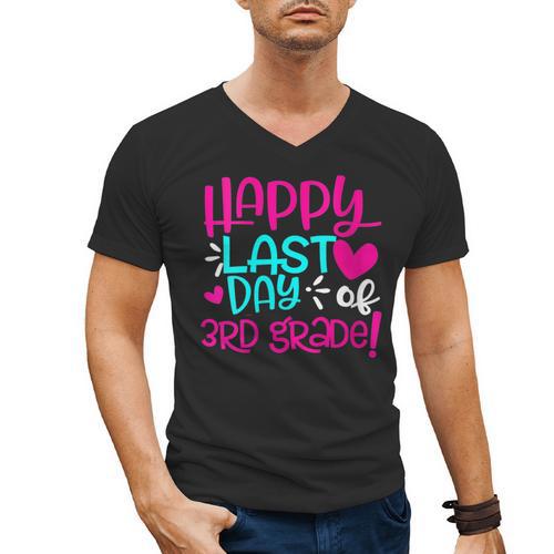 Happy Last Day Of Third 3rd Grade Teacher Student Graduation Men's V-Neck T-Shirt - Best Gift Smart