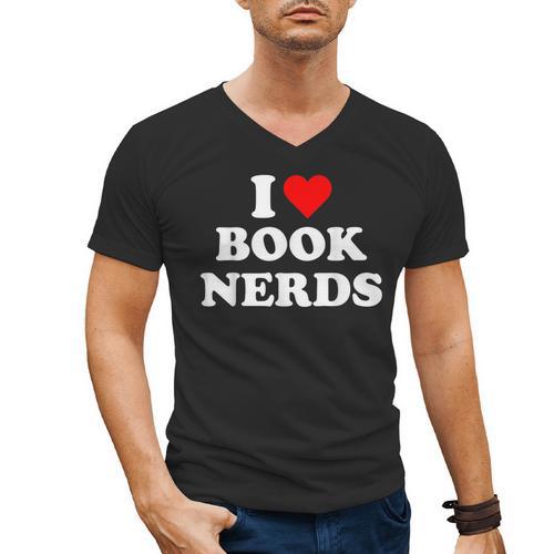 I Heart Book Nerds Book Readers Cute Men's V-Neck T-Shirt - Bookorys CA