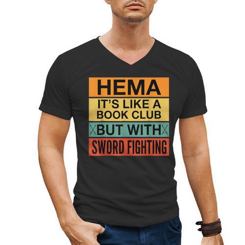 Hema Definition Like A Book Club With Swords Men's V-Neck T-Shirt - Bookorys UK