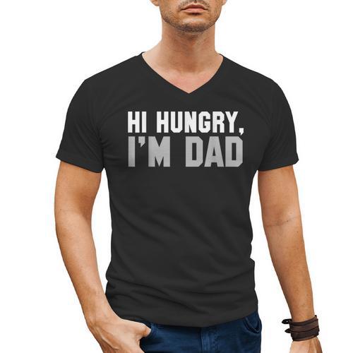 Hi Hungry I'm Dad Tee For Men Dad Joke Small Men's V-Neck T-Shirt - Father's Day Fun