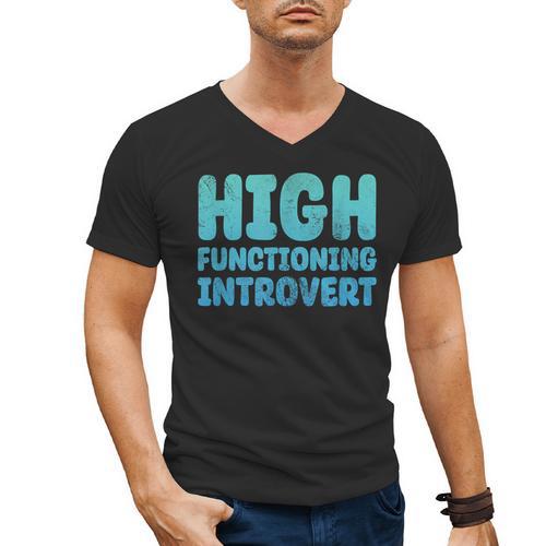 High Functioning Introvert Sarcasm Sarcastic Grunge Men's V-Neck T-Shirt - Raresse