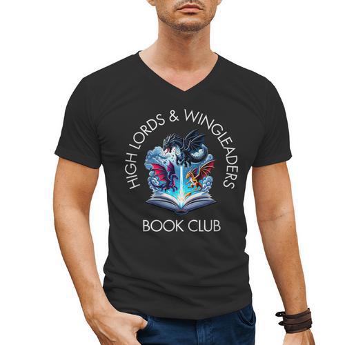 High Lords & Wingleaders Book Club Fantasy Storm Dragon Men's V-Neck T-Shirt - Bookorys CA