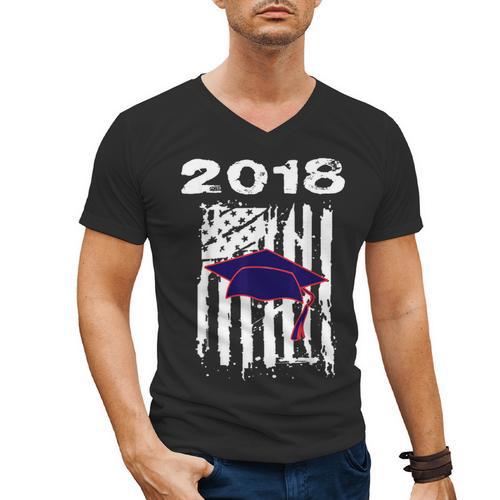 High School Graduation T Shirt Flag College Graduation Men's V-Neck T-Shirt - Best Gift Smart