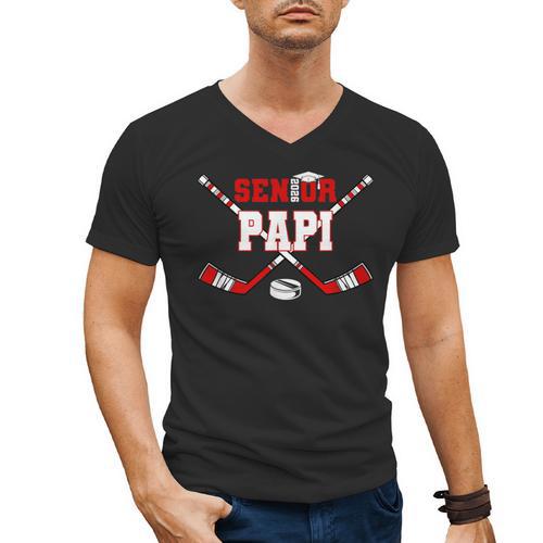 Hockey Senior Papi Graduation Class Of 2026 Kids Men's V-Neck T-Shirt - Best Gift Smart
