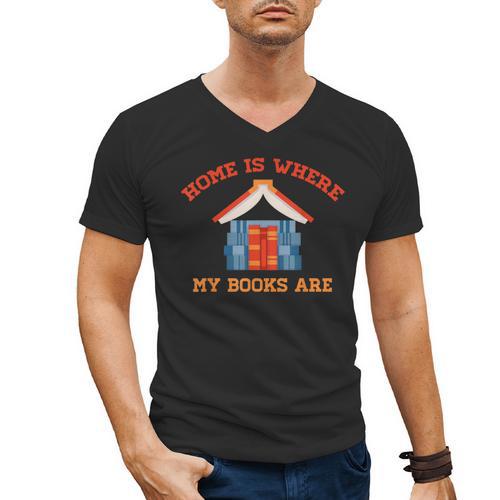 Home Is Where My Books Are Men's V-Neck T-Shirt - Bookorys DE