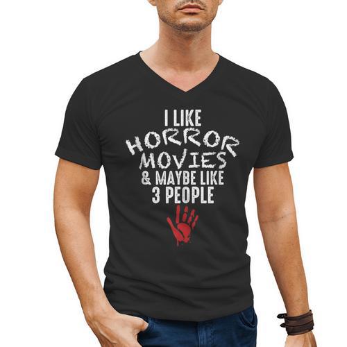 I Like Horror Movies And Maybe 3 People Introvert Men's V-Neck T-Shirt - Raresse