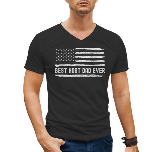 Host Dad Best Ever Flag Men's V-Neck T-Shirt - Father's Day Fun