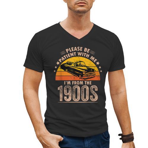Humorous Saying Please Be Patient With Me I'm From The 1900s Men's V-Neck T-Shirt - Figerry