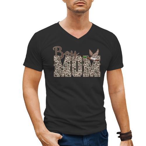 Hunting Boy Mom Duck Camouflage Camo Preppy Camo Dad Men's V-Neck T-Shirt - Father's Day Fun