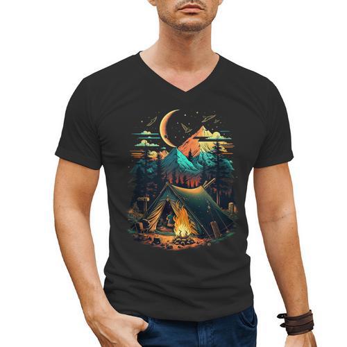 Id Rather Be Camping Great Outdoors Love Glamping Introvert Men's V-Neck T-Shirt - Raresse