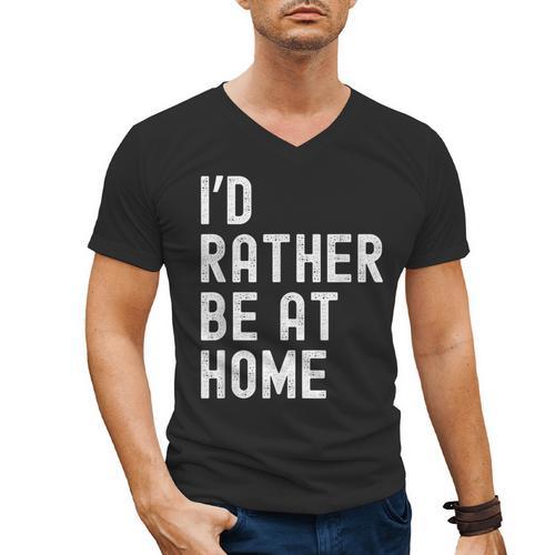 I'd Rather Be At Home Antisocial Introvert Tee Men's V-Neck T-Shirt - Raresse