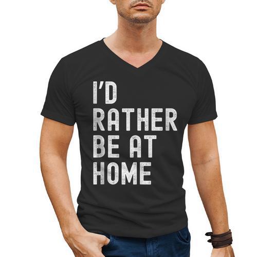 I'd Rather Be At Home Antisocial Introvert Tee Men's V-Neck T-Shirt - Raresse