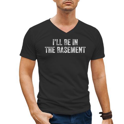 I'Ll Be In The Basement Dad Husband Saying Vintage Men's V-Neck T-Shirt - Father's Day Fun