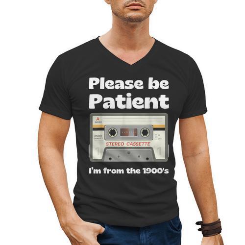 I'm From The 1900s Be Patient Retro Cassette Tape Men's V-Neck T-Shirt - Figerry
