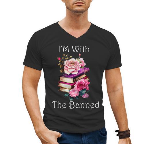 I'm With The Banned Books Bold Statement Against Censorshi Men's V-Neck T-Shirt - Bookorys DE