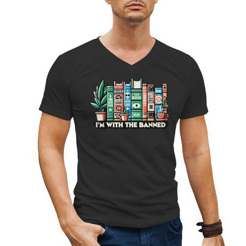 I'm With The Banned Books I Read Banned Books Lovers Men's V-Neck T-Shirt - Bookorys
