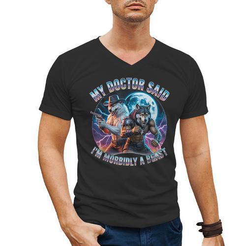 I'm A Beast Alpha Man Alpha Wolves Jokes Dad Papa Alpha Wolf Men's V-Neck T-Shirt - Father's Day Fun