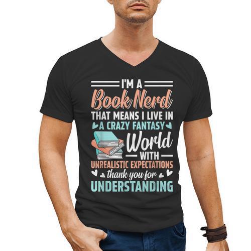 I'm a Book Nerd Bookworm Men's V-Neck T-Shirt - Bookorys DE
