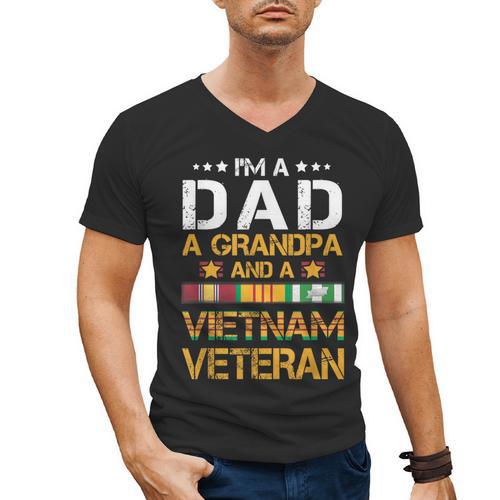 I'm A Dad Grandpa And A Vietnam Veteran US Army Vet Men's V-Neck T-Shirt - Father's Day Fun