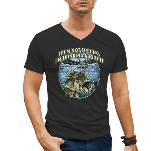 If I’m Not Fishing I’m Thinking About It Introvert Lifestyle Men's V-Neck T-Shirt - Raresse