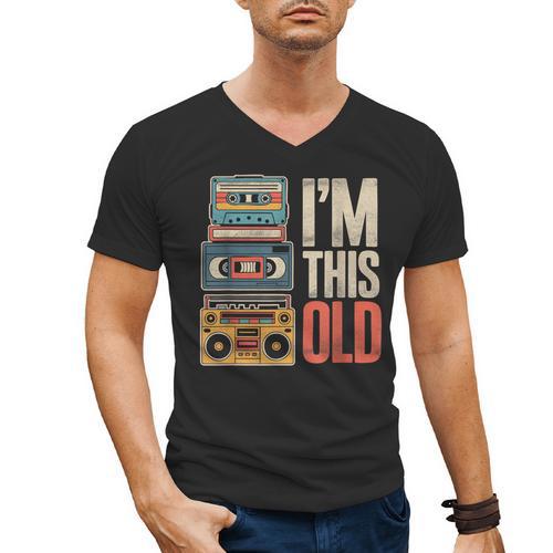 I'm This Old Vintage Cassette Tape Nostalgia Men's V-Neck T-Shirt - Figerry