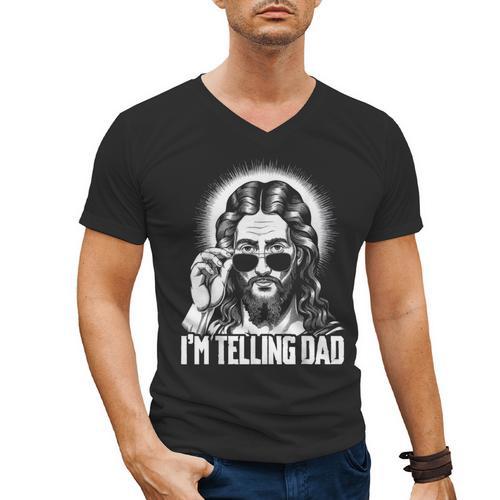 I'm Telling Dad Jesus Men's V-Neck T-Shirt - Father's Day Fun