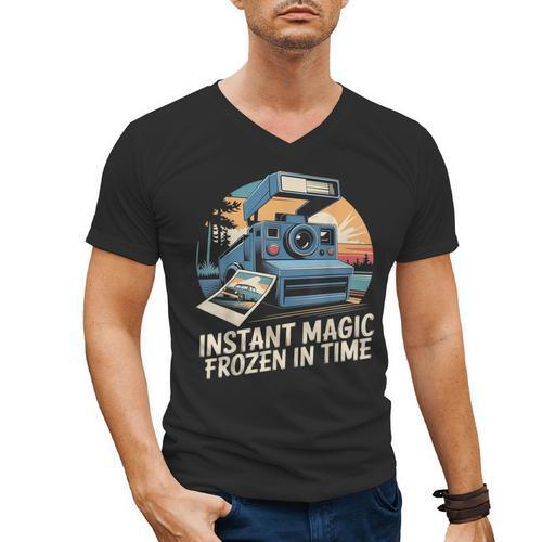 Instant Magic Frozen In Time Retro Camera Nostalgia Men's V-Neck T-Shirt - Figerry
