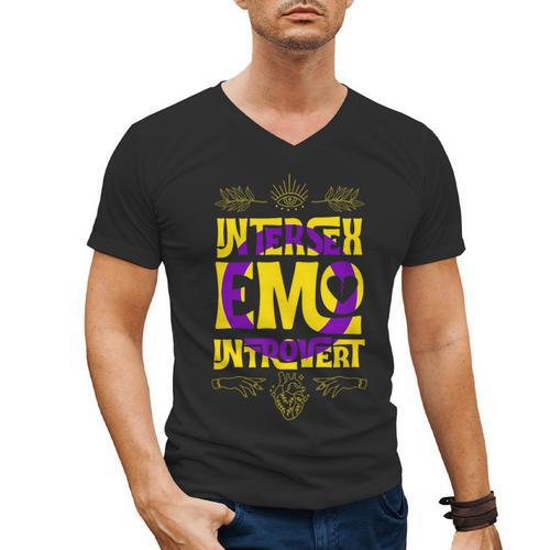 Intersex Emo Introvert Pride Trendy Mystic Teen Goth Style Men's V-Neck T-Shirt - Raresse